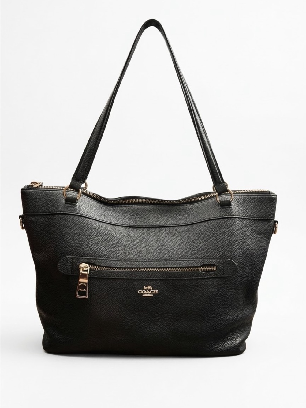 Coach Black Pebbled Leather Taylor Tote Bag Handbag Gold Hardware F54837 **EUC